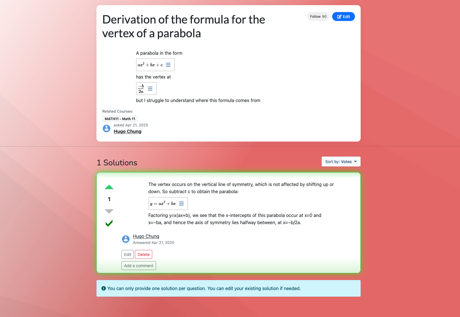 Q&A Interface Screenshot